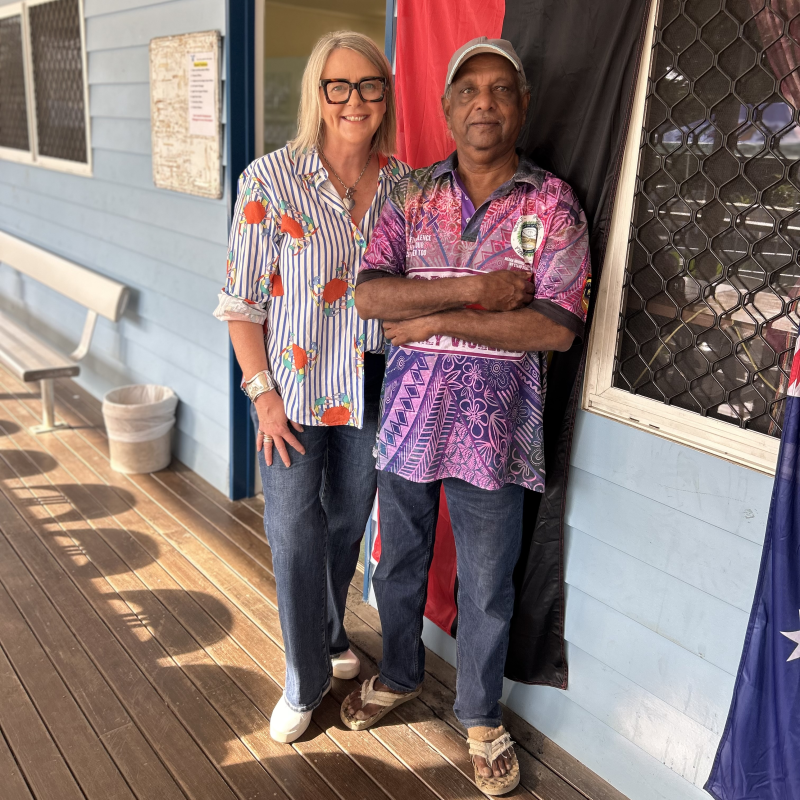 Local community Elder Uncle Bill and Yellow's Jo Killick at the Welcome Home event for the community in June 2024.